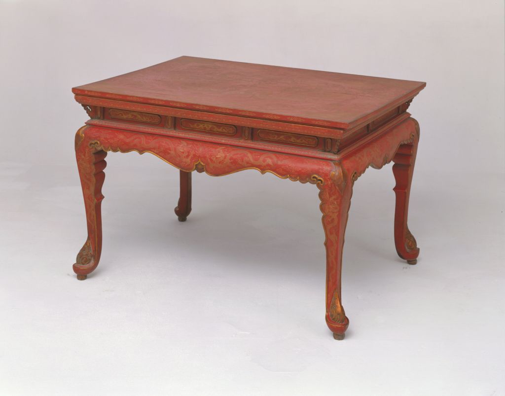 图片[1]-Red lacquer banqueting table with dragon pattern-China Archive